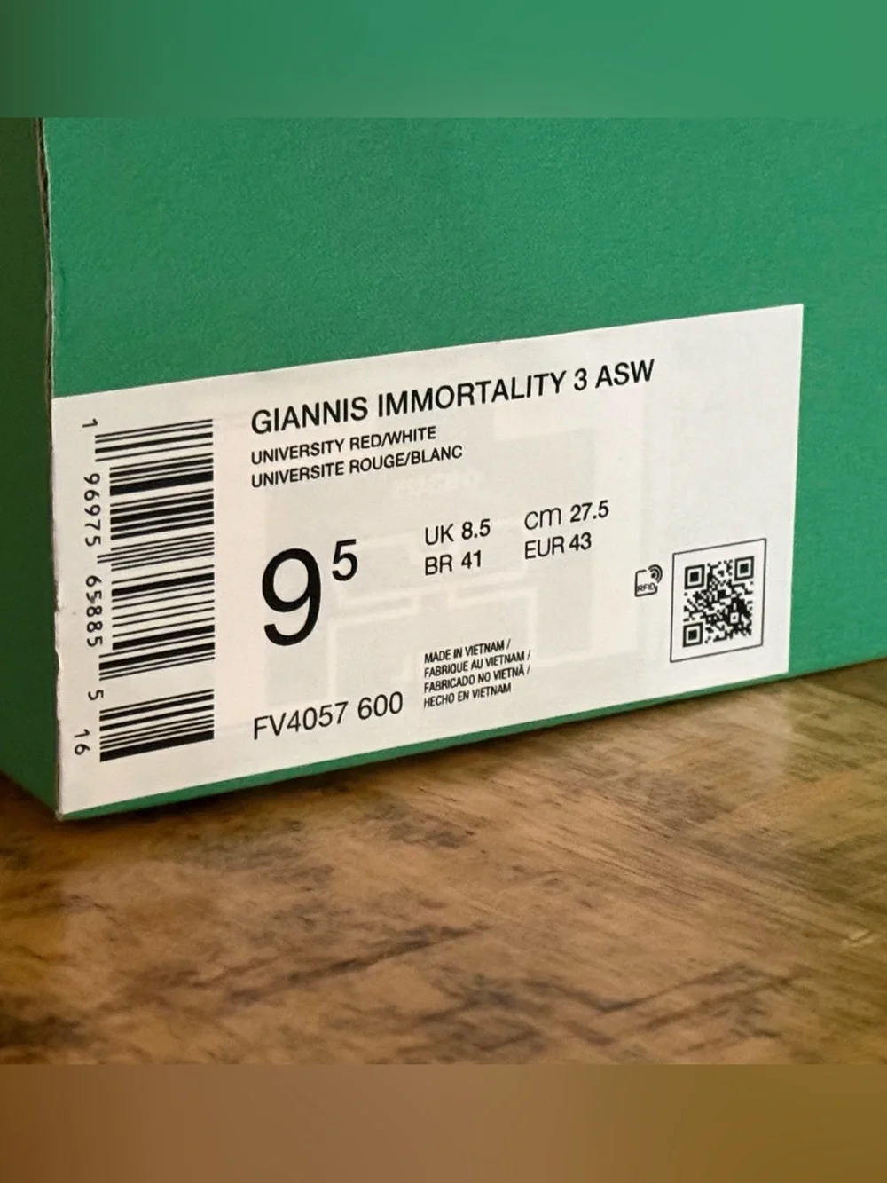 Nike Giannis Immortality 3 ASW Red White Men’s Size 9.5 Like New w/ Original Box